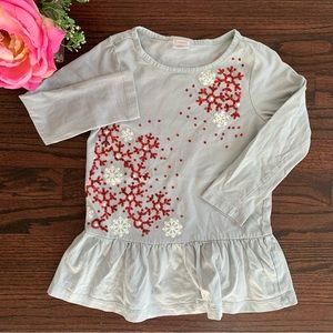 Sequined snowflake peplum top, size 5